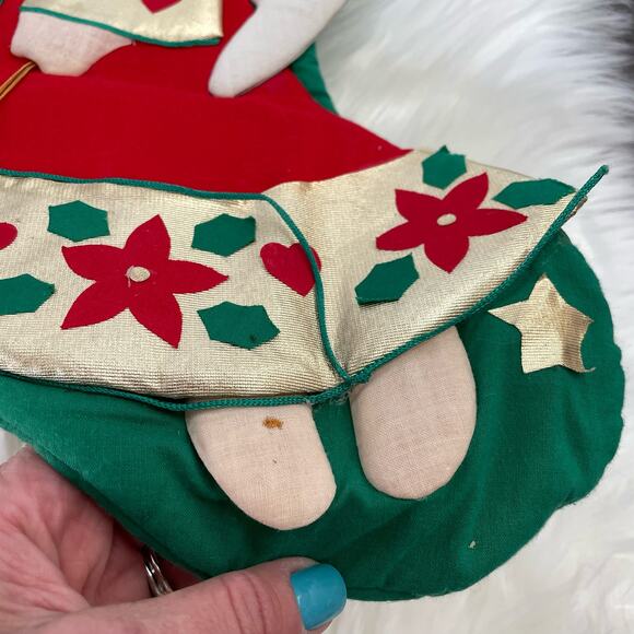 Vintage Christmas Stocking Lot of 2 Santa & Angel Stiff Cardboard Front READ - Picture 4 of 16